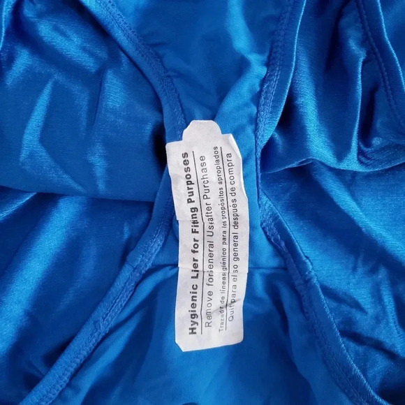 No Boundaries Juniors' Plus Size Rib Zip Front One Piece Swimsuit Royal Blue - Picture 9 of 16